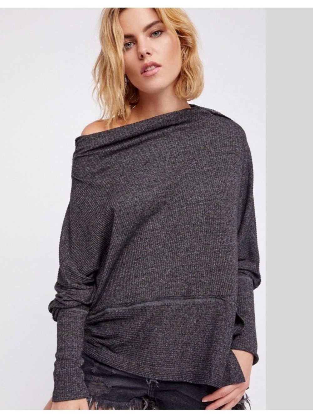FREE PEOPLE Londontown Thermal Tunic in Charcoal Grey size Medium